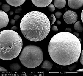 0μm球形氧化铝放大1000倍后能清晰看到气孔和裂缝