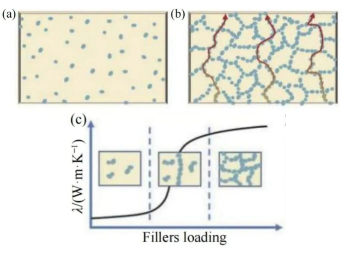 导热网络的形成及不同填充率体系对导热性能的影响