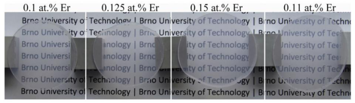 通过常压与热等静压烧结结合的不同含量Er3+掺杂α-Al2O3透明陶瓷的显微照片
