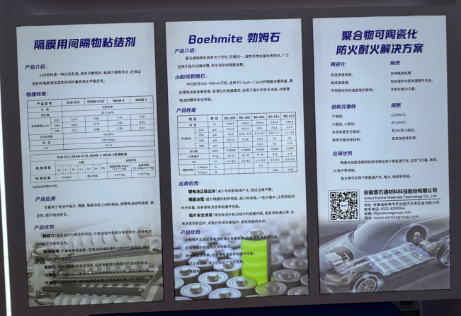 最右方是壹石通展示的聚合物可陶瓷化防火耐火材料介绍